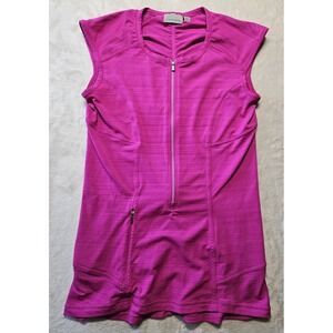 Athleta‎ Pacifica Illume UPF Tank XS Pink Sleeveless Quarter Zip Running Workout